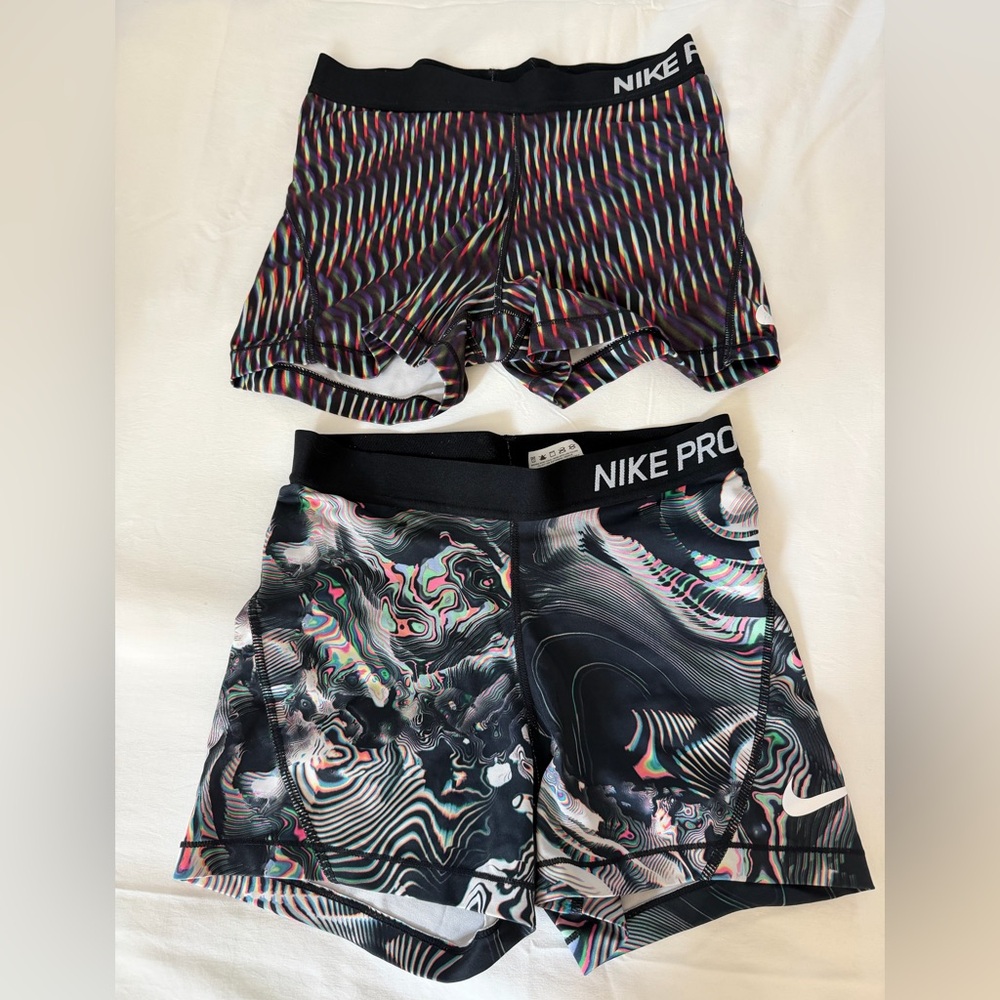 Nike Pro Dri-FIT shorts. 3 in inseam. Previously loved. 2 pairs for less than 1